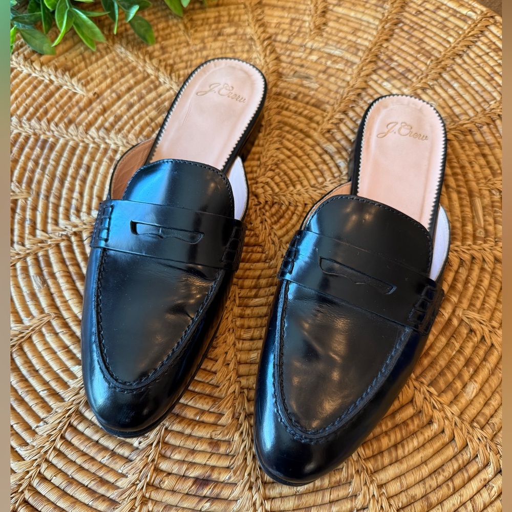J. Crew Classic Black Leather Slip-On Loafers